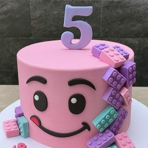 Pastel Fondant Building Block Cake Topper Kit: Custom Name & Number