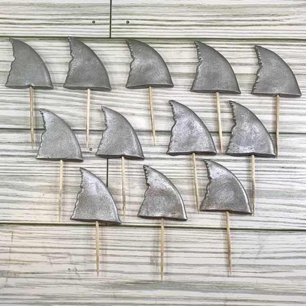 Fondant Shark Fin/Beach Party/Ocean Themed/Customizable/Shark Toppers