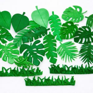 Fondant Tropical Leaf Cake Toppers: Jungle Safari Party Decorations