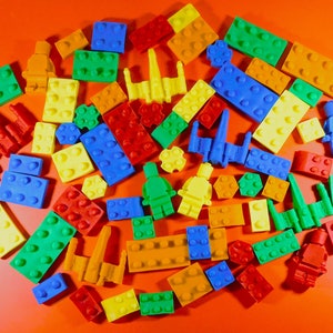Set of Edible Building Blocks/Bricks/Game Party/Construction Party/Sugar Blocks/Colorful Cake Topper