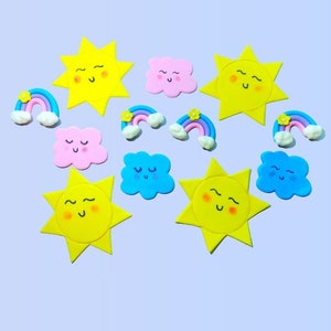 Happy Sun, Cloud & Rainbow Fondant Topper Set/Shining Brightly/Twinkle Little Star/Cloud Fondant Set/Happy Toppers/Baby Shower Toppers