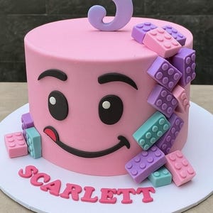 Pastell Fondant Baustein Kuchen Topper Kit: Name & Nummer nach Kundenwunsch