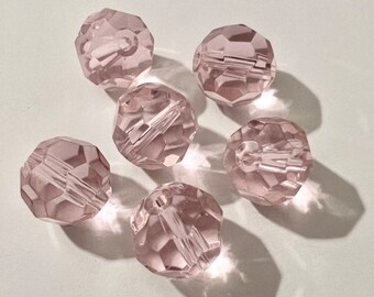 Faceted Round Beads Light Pink 12mm (6pcs)