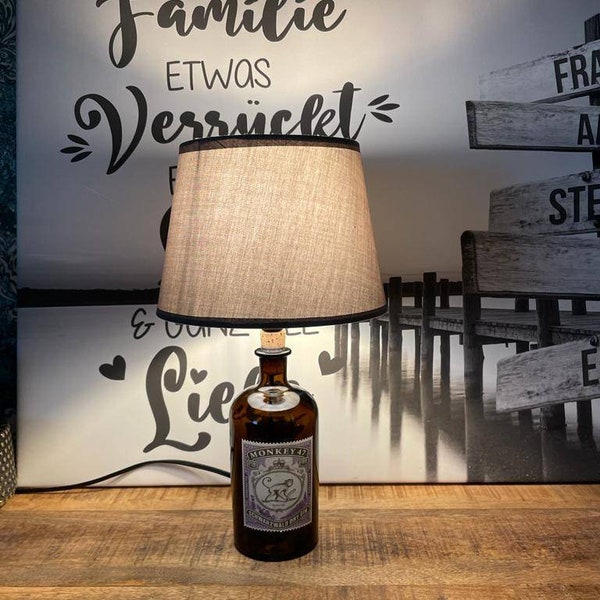 Monkey47 Gin Lampe, Monkey 47 Lampe, Tischlampe, GinLampe, Gin, Flaschenlicht, Glaslampe, Gin Geschenk