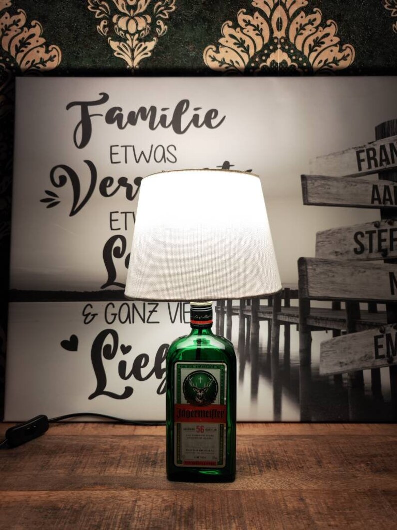 Jägermeister Lampe aus einer Flasche, Lampe, Jägermeister Tischlampe, Jägermeister Glas Bild 4