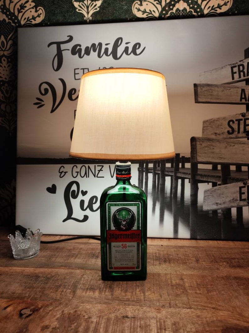 Jägermeister Lampe aus einer Flasche, Lampe, Jägermeister Tischlampe, Jägermeister Glas Bild 2