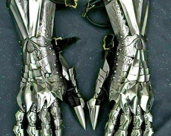 Medieval Nazgul Gloves, Steel Armor Gloves, Steel Gauntlets Medieval Costume Gloves, Medieval Cosplay Gloves, Halloween Costume Gift