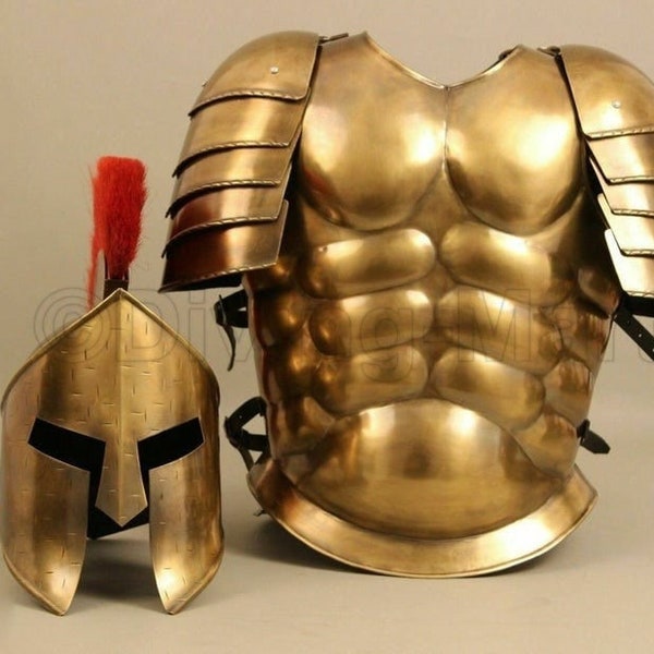 300 Spartan Knight Historische Römische Muskeljacke Mit Rüstung Spartan Helm | Mittelalterliche griechische Halloweenkostüme | 300 Film Krieger Kostüm