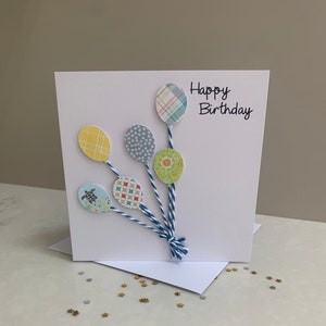 Handmade Happy Birthday Card, Birthday balloons cards, Can be personalised. image 1