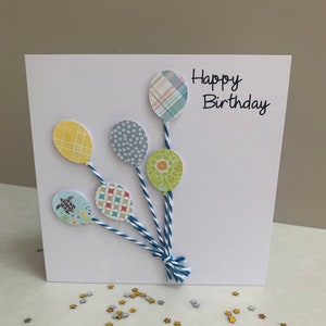 Handmade Happy Birthday Card, Birthday balloons cards, Can be personalised. image 2