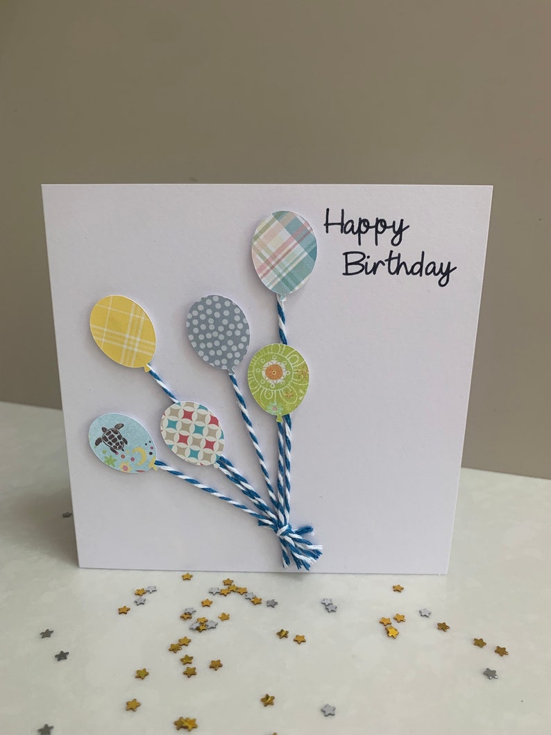 Handmade Happy Birthday Card, Birthday balloons cards, Can be personalised. image 2