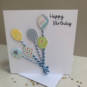 Handmade Happy Birthday Card, Birthday balloons cards, Can be personalised. image 3