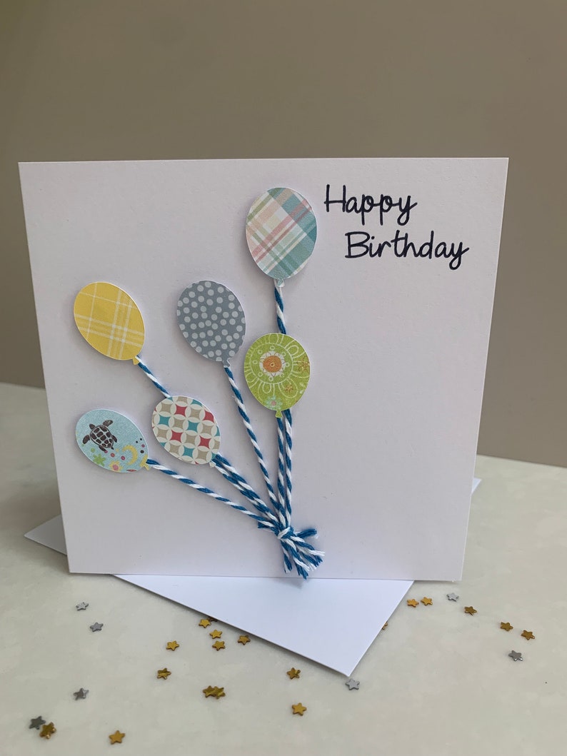 Handmade Happy Birthday Card, Birthday balloons cards, Can be personalised. image 3