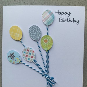 Handmade Happy Birthday Card, Birthday balloons cards, Can be personalised. image 5