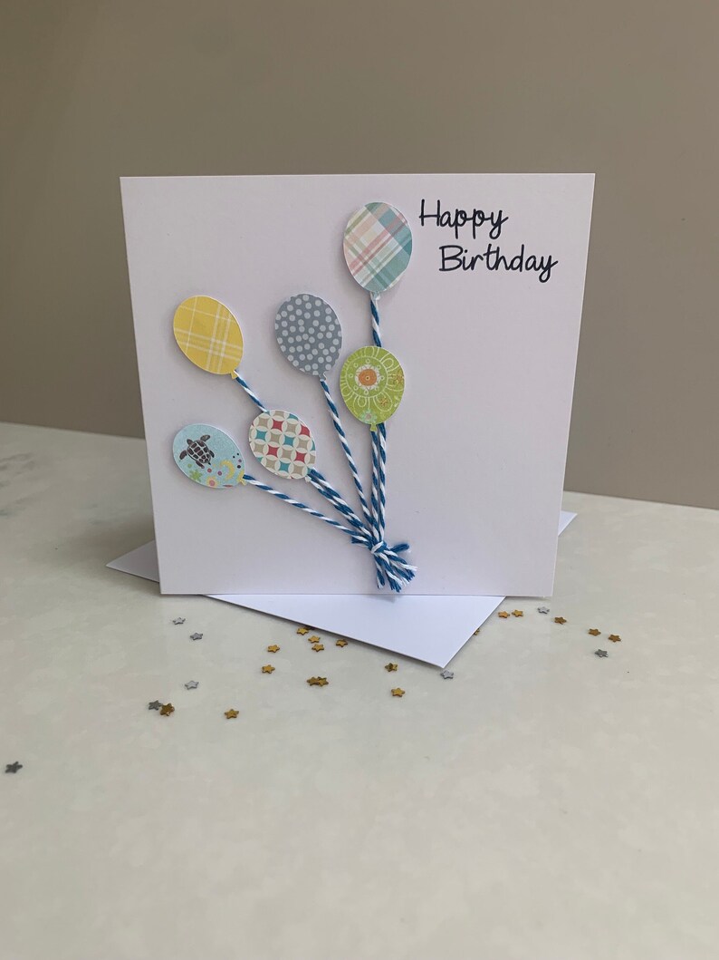 Handmade Happy Birthday Card, Birthday balloons cards, Can be personalised. image 1