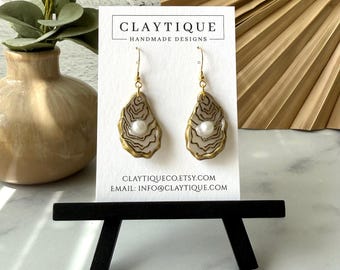 Oyster Shell with Pearl Earring