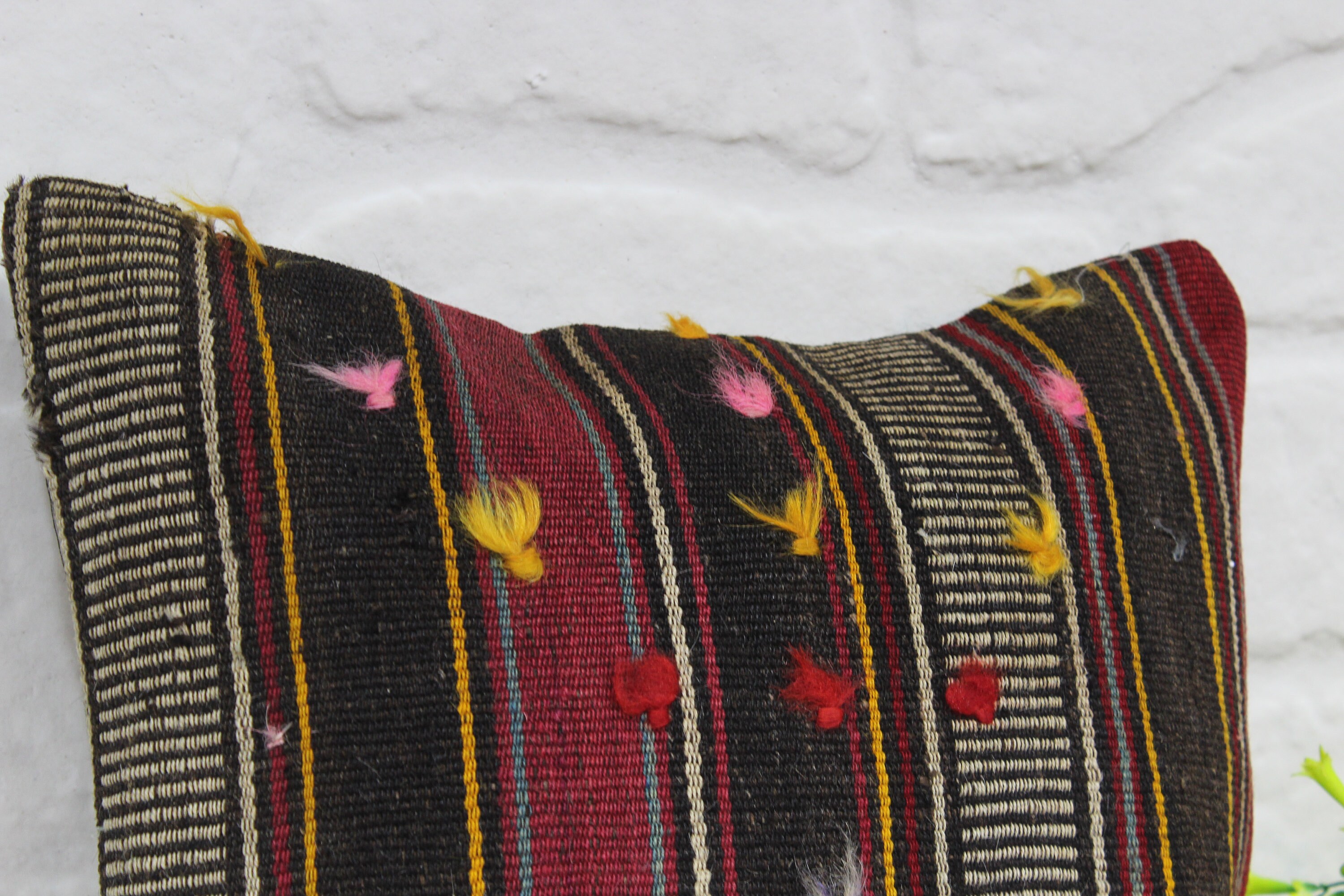 Decorative Handmade Striped Organic Wool Colorful Pillow Case Ethnic Design Kilim Pillow Case