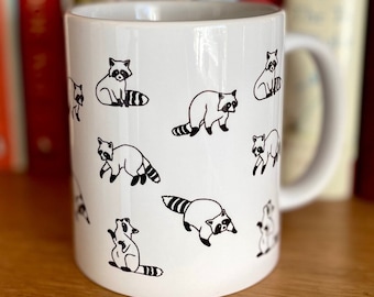 Racoons! Minimalistic Racoon design // Racoon pattern mug.