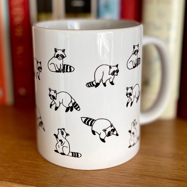 Waschbären! Minimalistisches Racoon Design // Tasse mit Waschbärmuster.