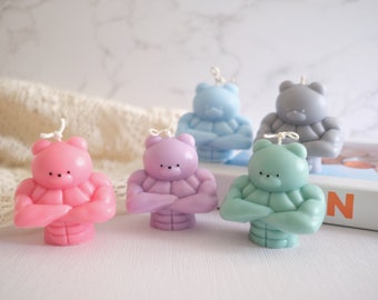 Buff teddy bear candle for cool funky home decor candles