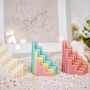 Geometric Steps Candle Gift For Wedding Party Favor Aesthetic decor Best Etsy Home Decor Custom Sculpture Pillar Candle
