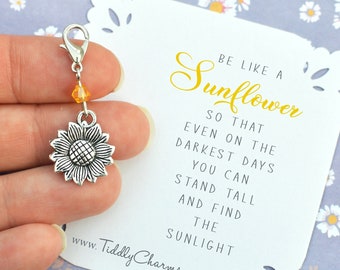 Sunflower inspirational gift keepsake, stand tall and find the sunlight, sunflower bag keyring charm