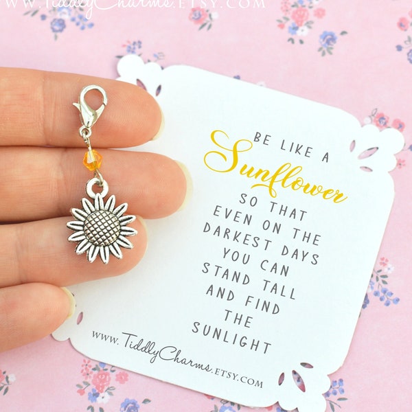 Sunflower inspirational gift keepsake, stand tall and find the sunlight, sunflower bag keyring charm