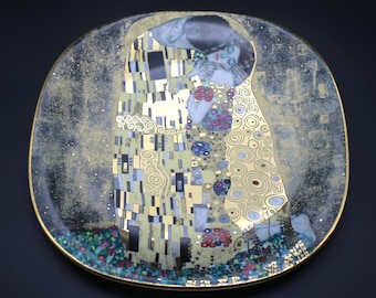 Gustav Klimt Der Kuss Porzellan Teller Fantastische Meisterwerke Lilien limitierte Auflage