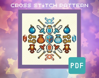 Zelda Item Collage Cross Stitch Pattern - Beginner Friendly (PDF Pattern)