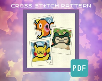 Pokémon Snap Cross Stitch Pattern - Retro Gaming Embroidery (PDF Download)