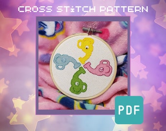 Animal Crossing Cross Stitch Pattern - Elephant Watering Cans (PDF Download)