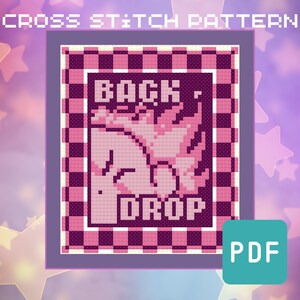 Kirby Inspired Back Drop Ability Poster - Geeky Cross Stitch Pattern - PDF Instant Download - Retro Video Game, Gaming Embroidery