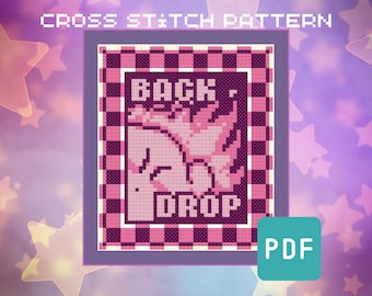 Kirby Inspired Back Drop Ability Poster - Geeky Cross Stitch Pattern - PDF Instant Download - Retro Video Game, Gaming Embroidery
