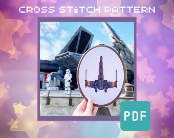 X-Wing Starfighter Cross Stitch Pattern – Black One T-70 (PDF Download)