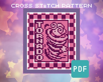 Kirby Tornado Cross Stitch Pattern – Retro Gaming Embroidery (PDF Instant Download)