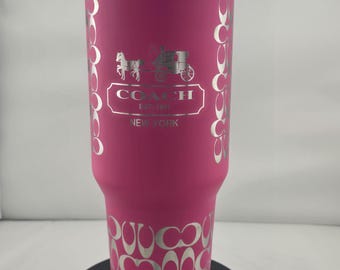 Lasergraverad coach 40 oz tumbler - rosa rostfritt stål