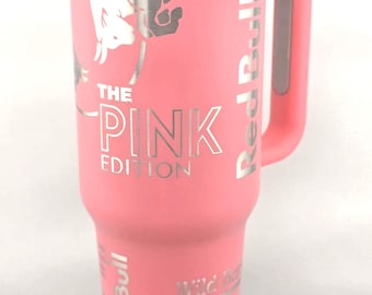 Vaso Red Bull Pink Edition de 40 oz con grabado láser - Acero inoxidable rosa