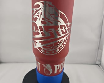 Detroit Pistons Tumbler: Laser Engraved, 40 oz Insulated Stainless Steel red Cup