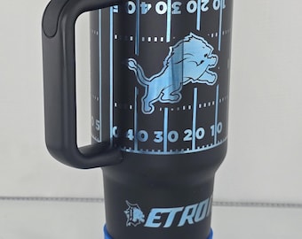 Laser Engraved Detroit Lions Tumbler: 40 oz Stainless Steel Insulated Cup