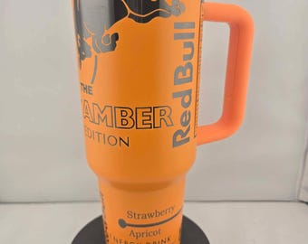 Red Bull The Amber Edition Laser Engraved  40 oz Tumbler - Orange Stainless Steel