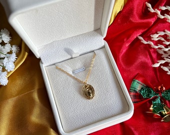 Oval Virgin Mary Gold | Gold Filled | Stainless Steel