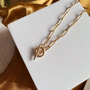 Paperclip Chain Necklace | Gold With Toggle Clasp | Stainless Steel