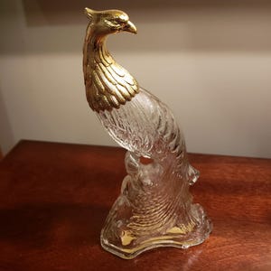 Peacock Glass Perfume Decanter with Gold Top