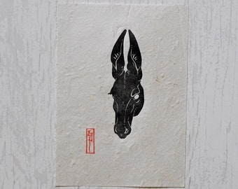 Pega Donkey - Mysterious Mule - Linocut Print