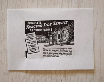 Vintage Tractor Tires Letterpress Print - Handprinted Farmhouse Wall Art