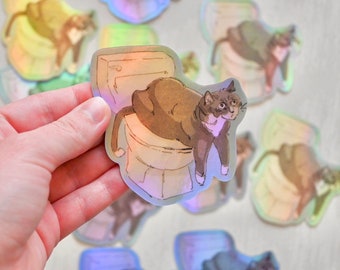 Silly Cat Holographic Sticker 3x3 inches