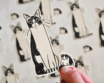 Mamma Cat and her idiot son Sticker | laptop water bottle decal | 4 inches | Glossy