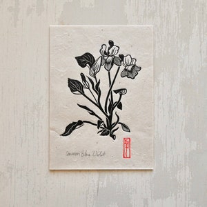 Common Blue Violet- Linocut Print
