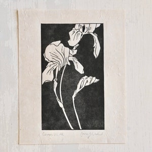 German Iris - Linocut Print
