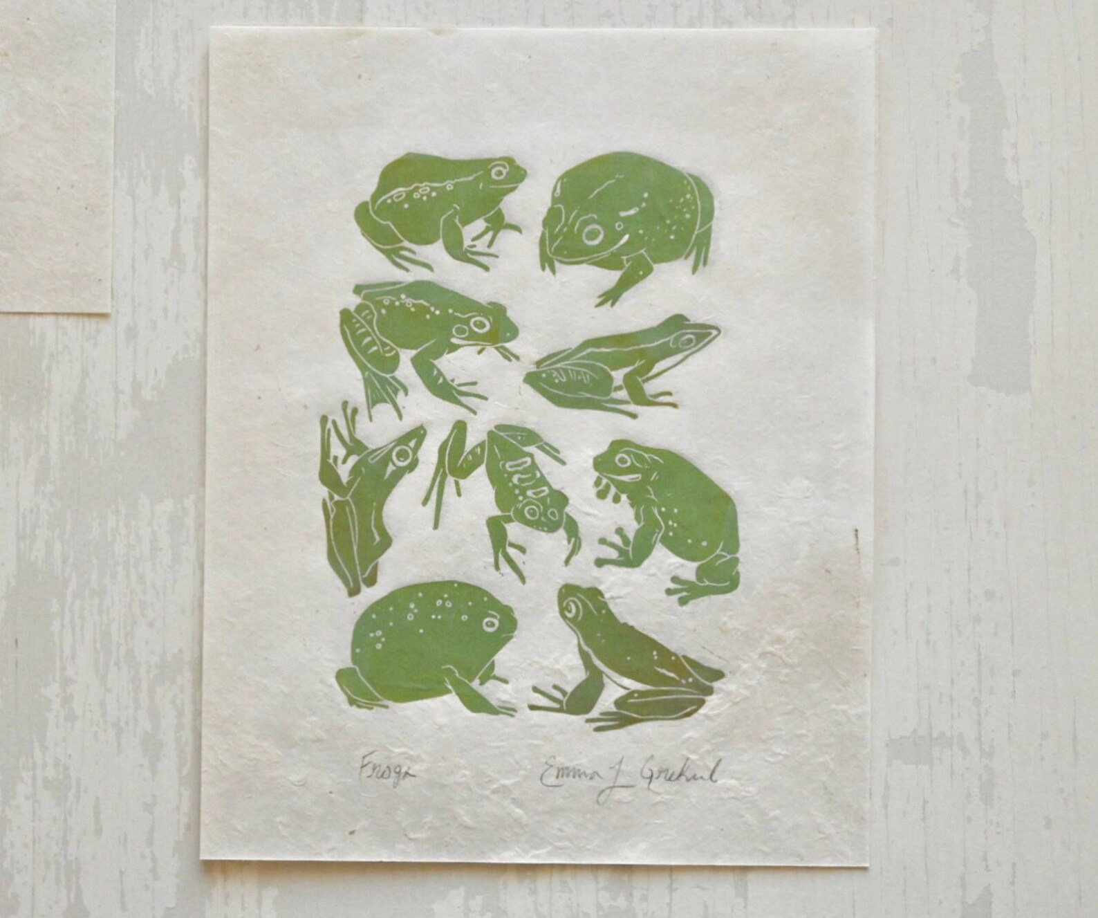 Frogs Linocut Print Dumpy Tree Frog Leopard Frog Pixie - Etsy
